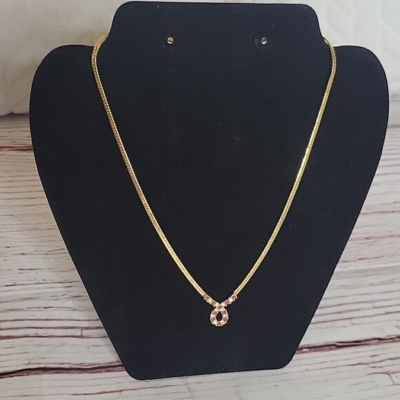 Goldtone Herringbone Chain with Red and White Ribbon Charm - Picture 3 of 6